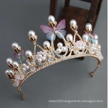 UNIQ AT002 Tiaras de Casamento Jeweled Queen Crown - Butterfly Pearls and Diamonds Wedding Crowns and Tiaras for Women